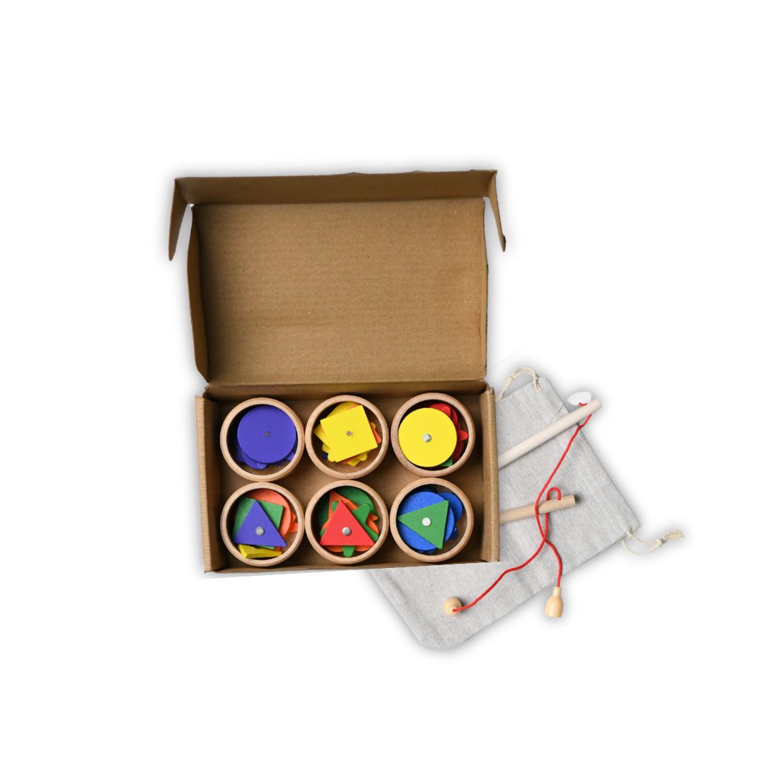 Wooden colour and shape fishing set