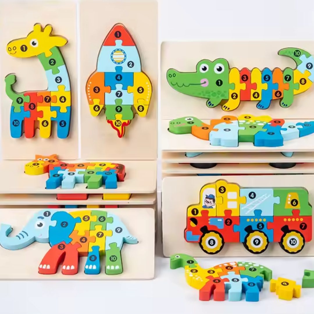 Small wooden montessori number puzzle