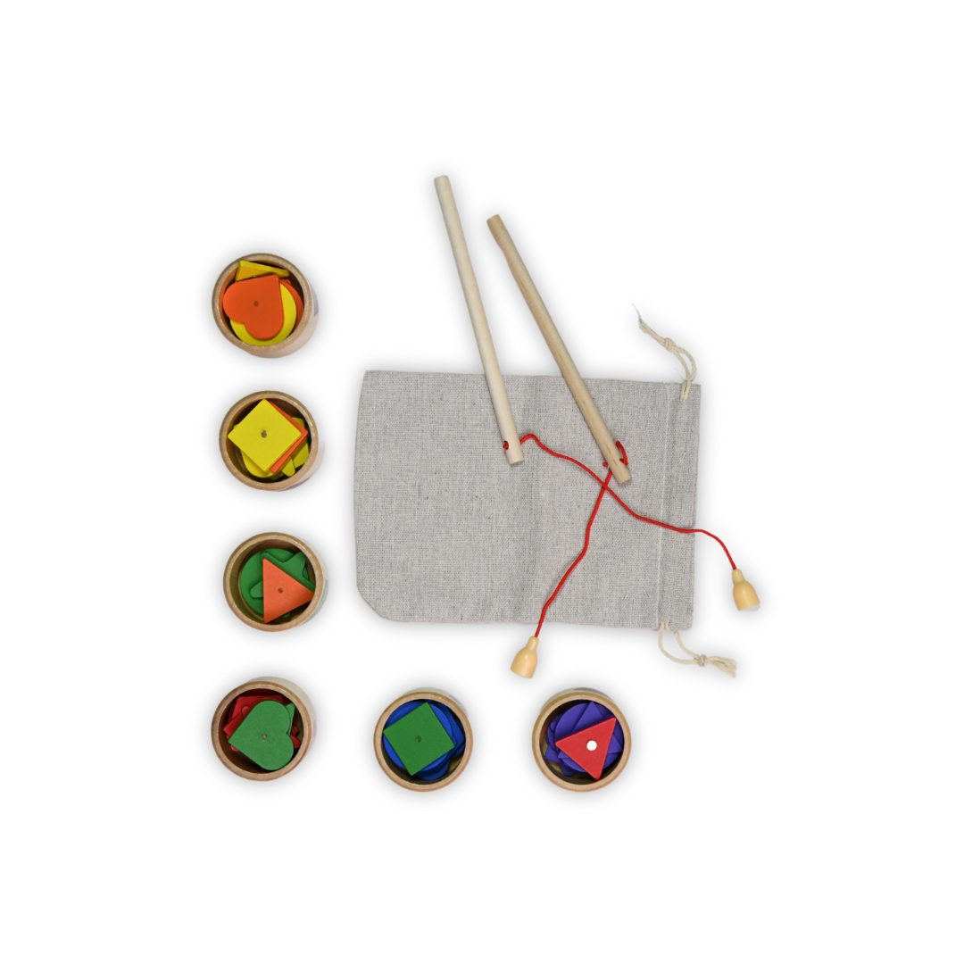 Wooden colour and shape fishing set