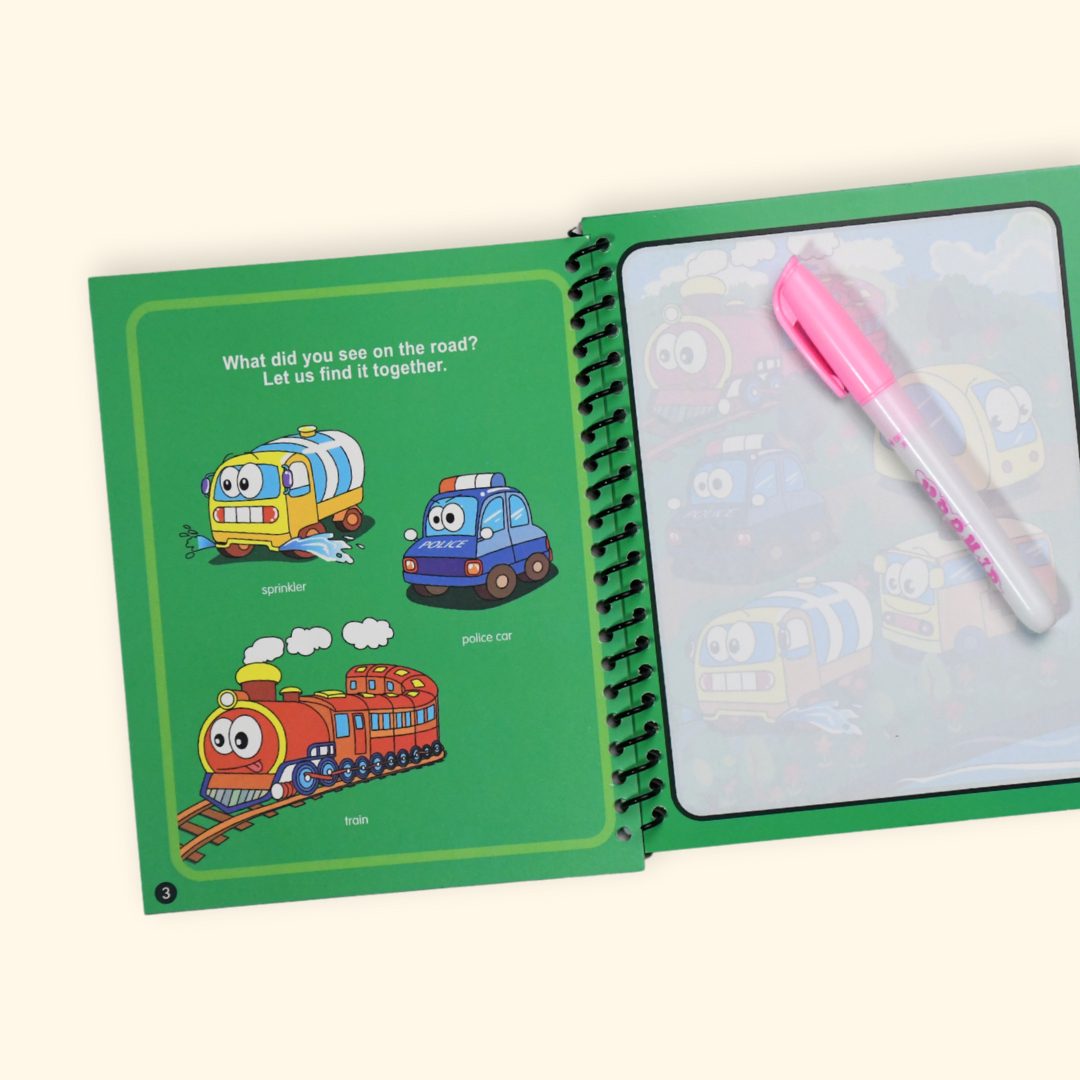 Reusable Magic Water Book for Kids comes with refillable brush