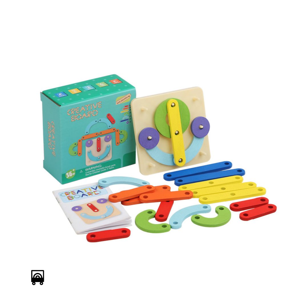 Kids Montessori Geometric Peg Puzzle Nail Board Early Education