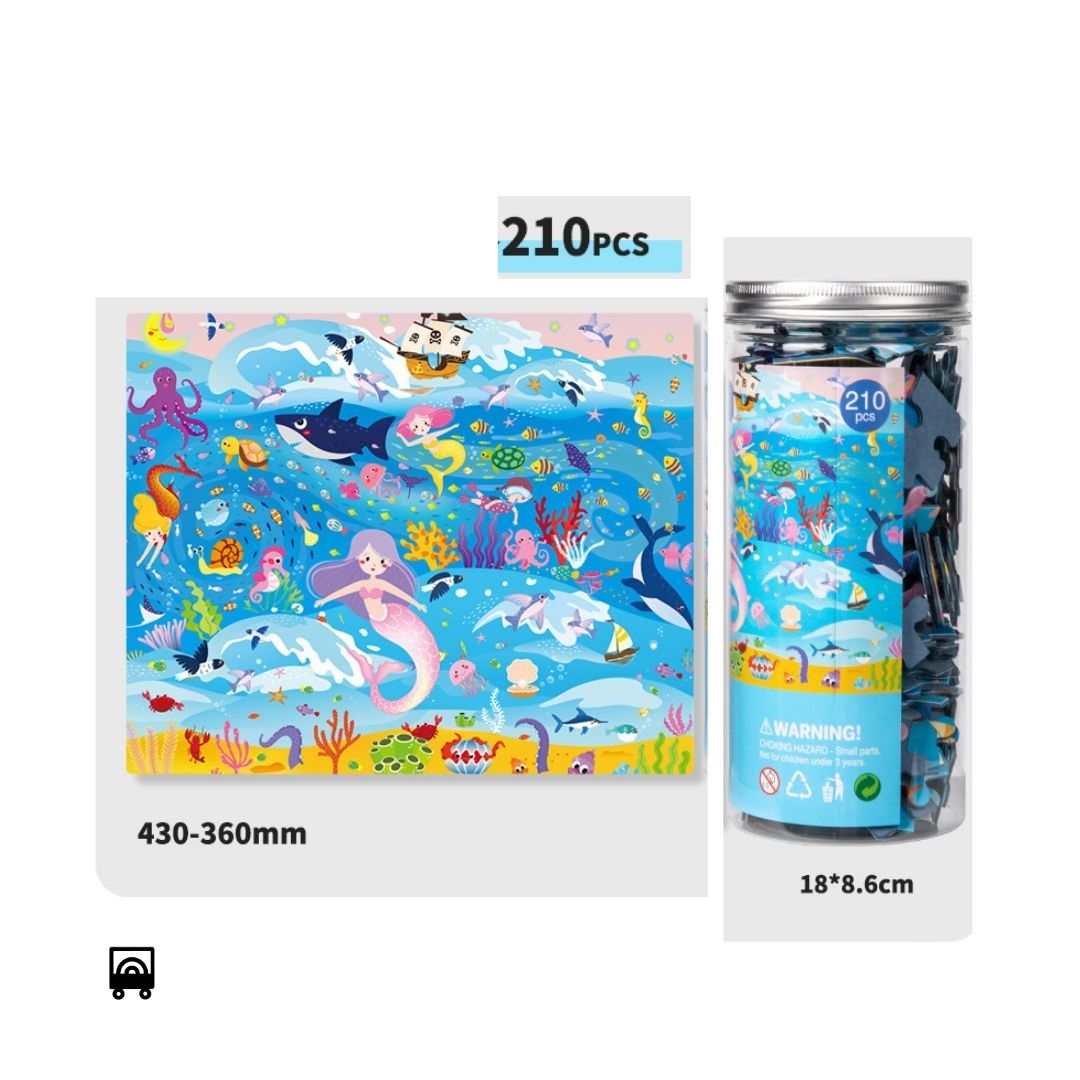 210 Pc – Tube Puzzle Toys Portable with Storage Bottle Educational Jigsaw Puzzles for Travel Play