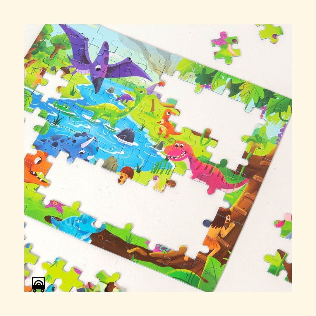 90 Pc – Dinosaur Tube Puzzle Toys Portable with Storage Bottle Educational Jigsaw Puzzles for Travel Play