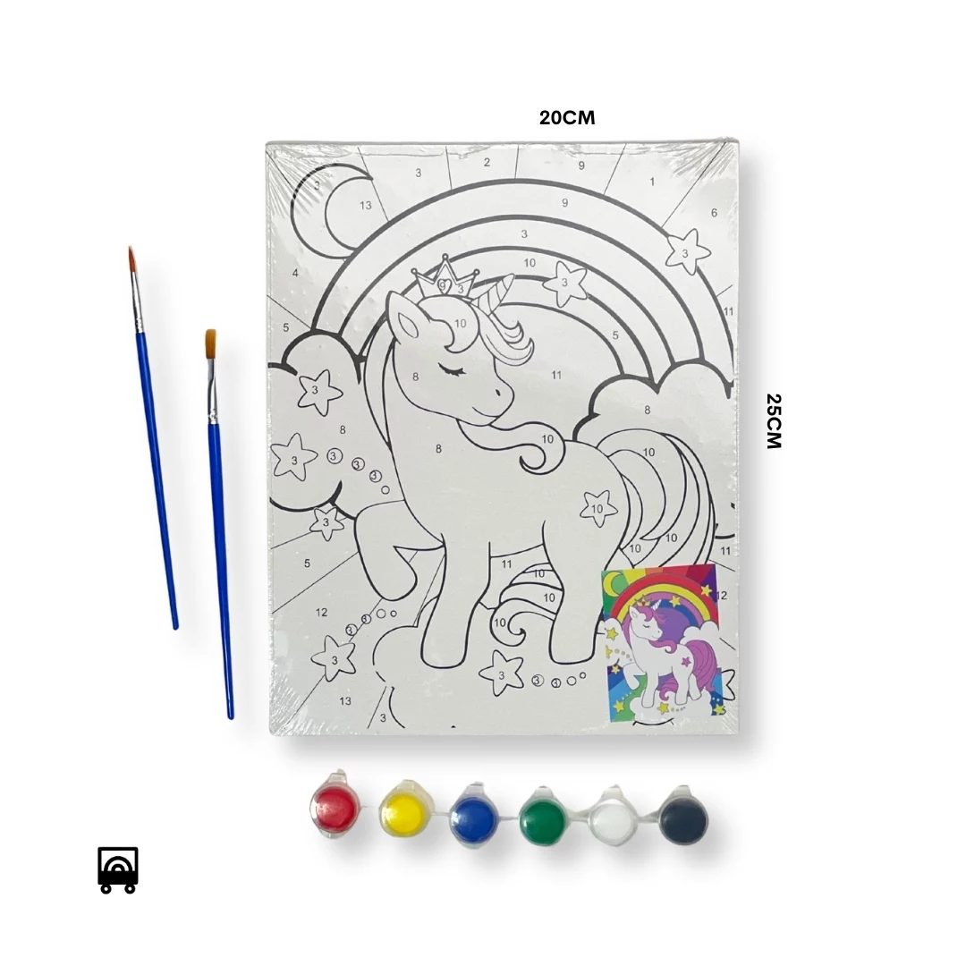 Unicorn Rainbow Paint by Numbers Canvas Kit for Children