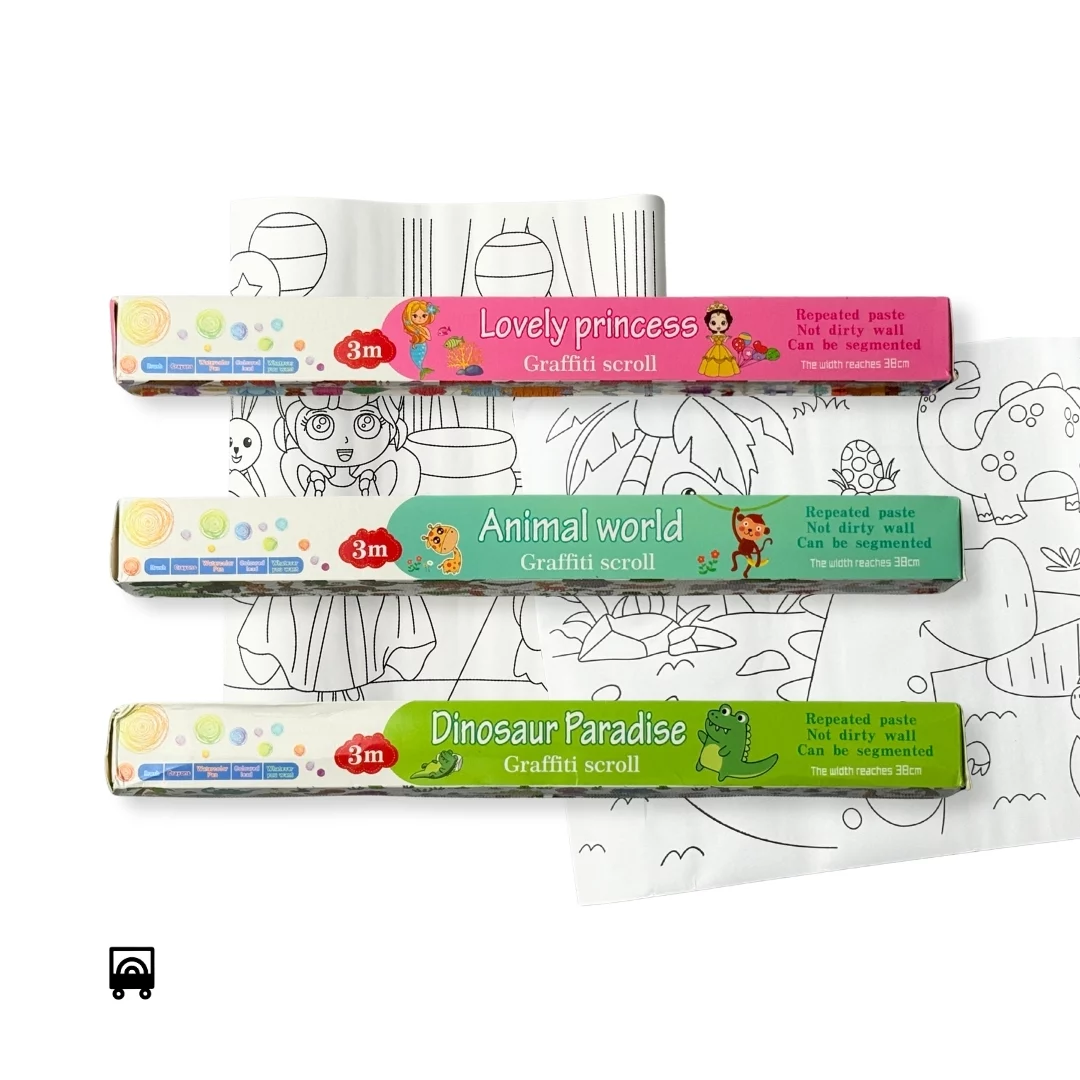 Montessori Adhesive Colouring Roll – 3 Meter Continuous Wall Art for Kids