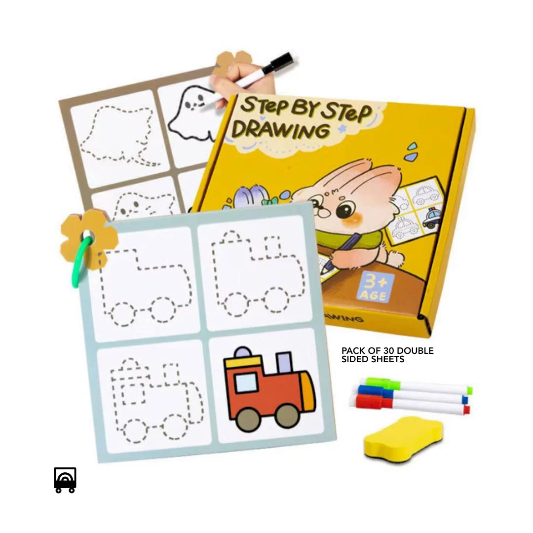 Step-by-Step Drawing & Pen Control Card Set for Kids