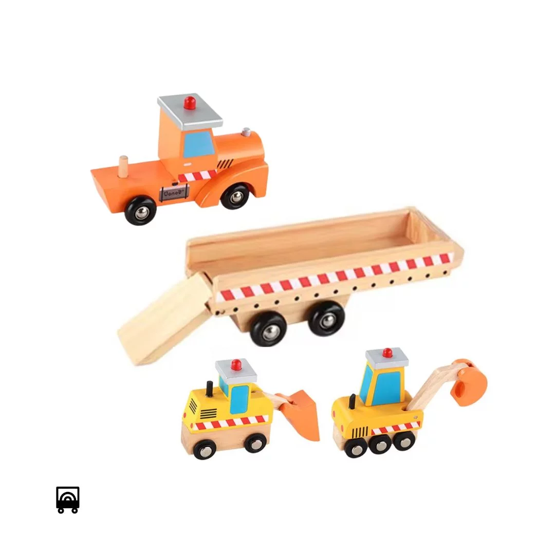 Children’s Educational Car Set Model Cognitive Wooden Excavator Bulldozer Set Toys for Kids