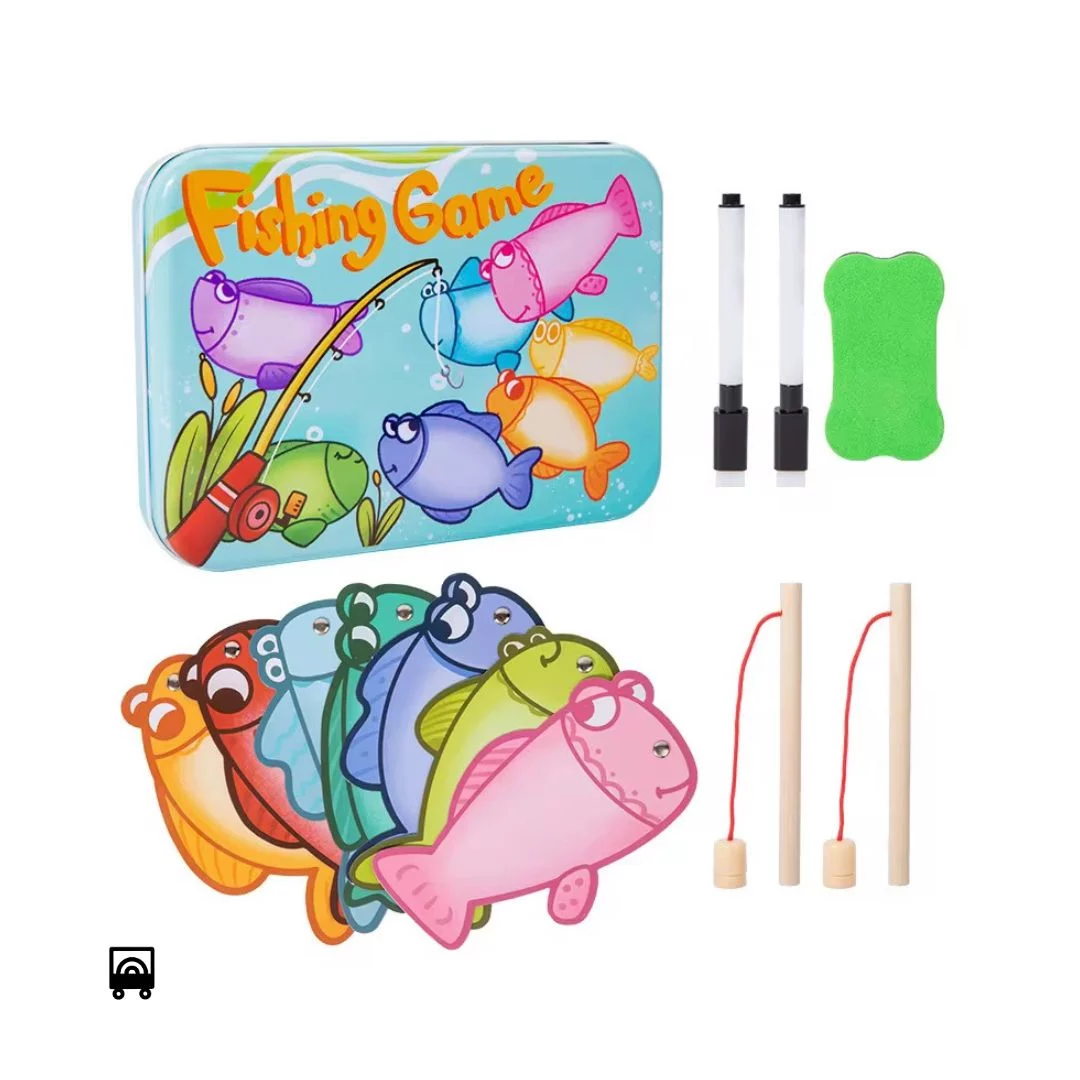 Montessori Educational 2 in 1 travel fishing game, write and fish