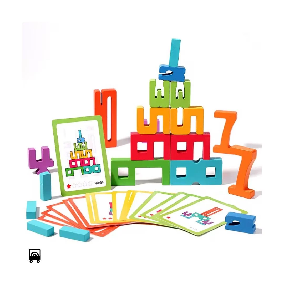 Early Learning Building Blocks Children Stacking Game Wooden Toys for Kids Montessori Number Cognition Educational Toy