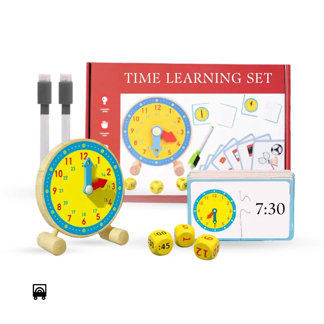 Children’s Montessori Wooden Clock Educational Toy for Time Learning
