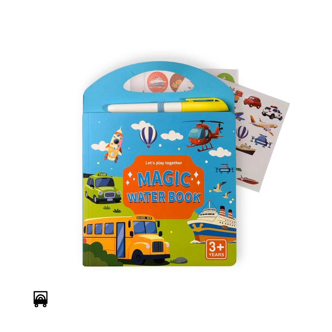 Early Education Magic Water Painting Sticker Book for Kids – Transport
