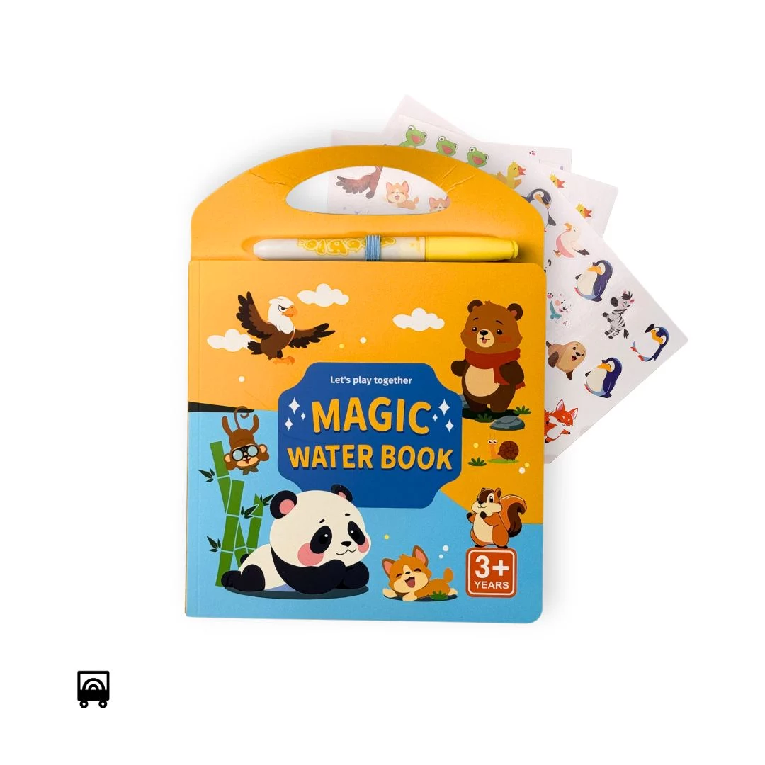 Early Education Magic Water Painting Sticker Book for Kids – Animals