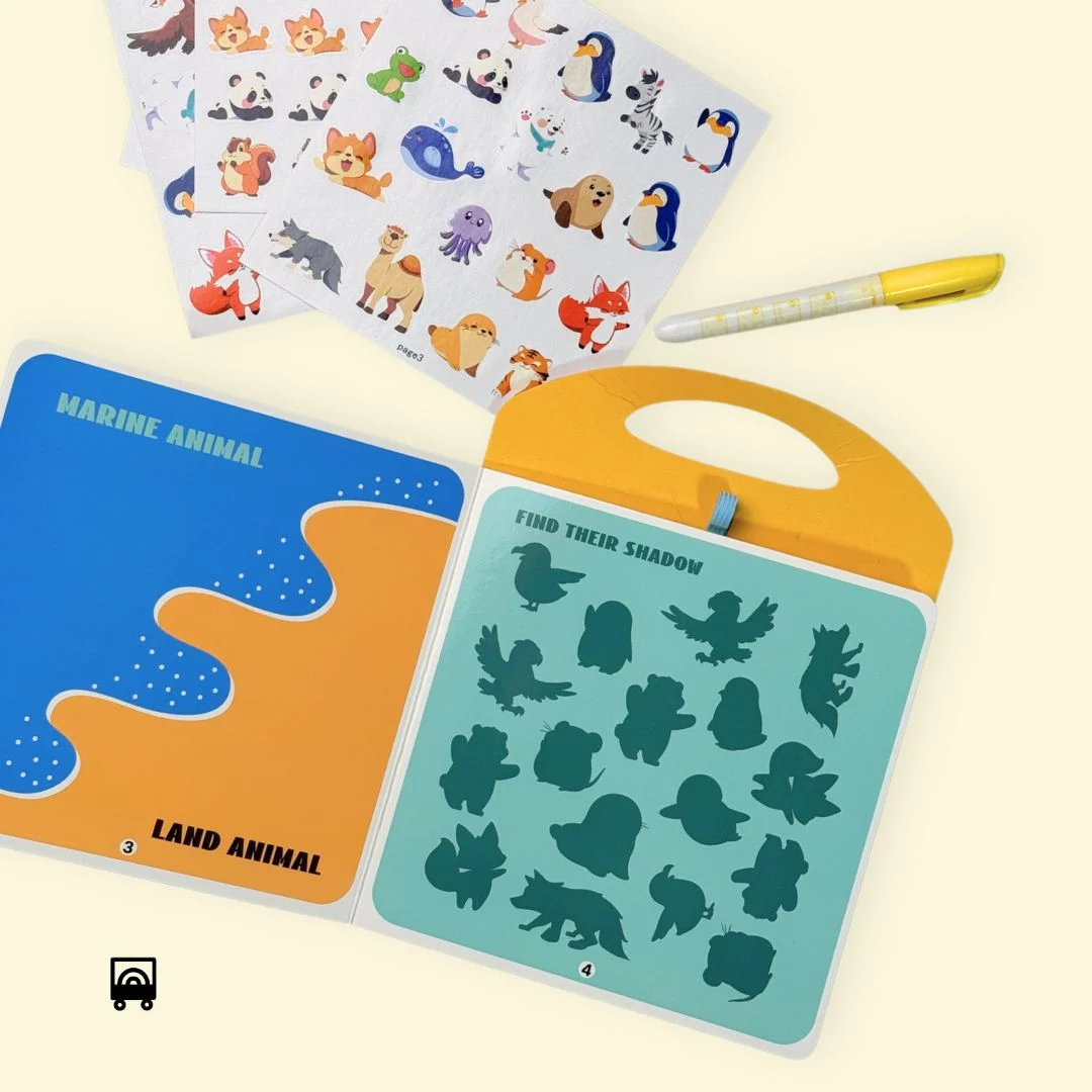Early Education Magic Water Painting Sticker Book for Kids – Animals