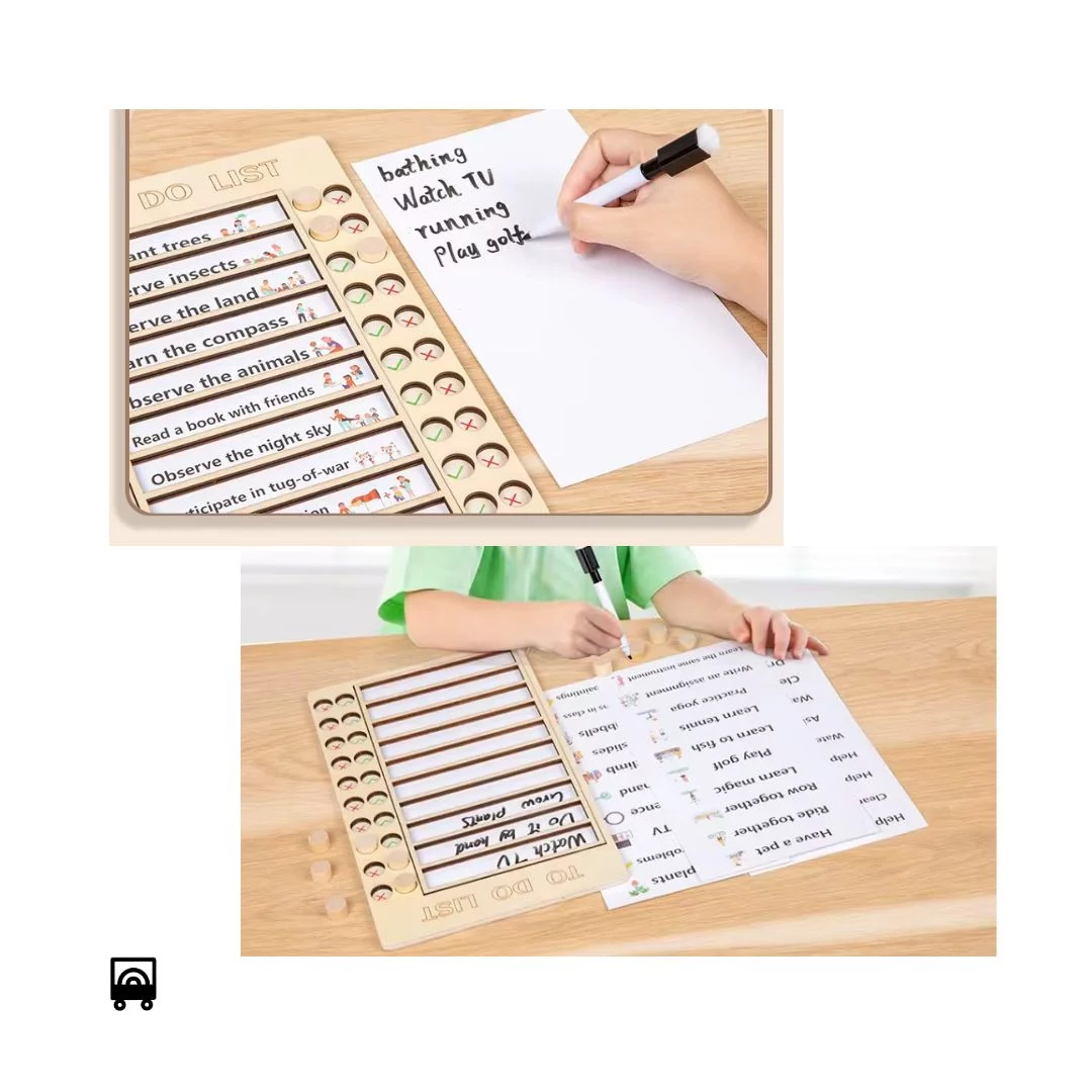 Children’s Wooden Self-Discipline Punch Board – Develop a Good Habit To Do List Board for Kids