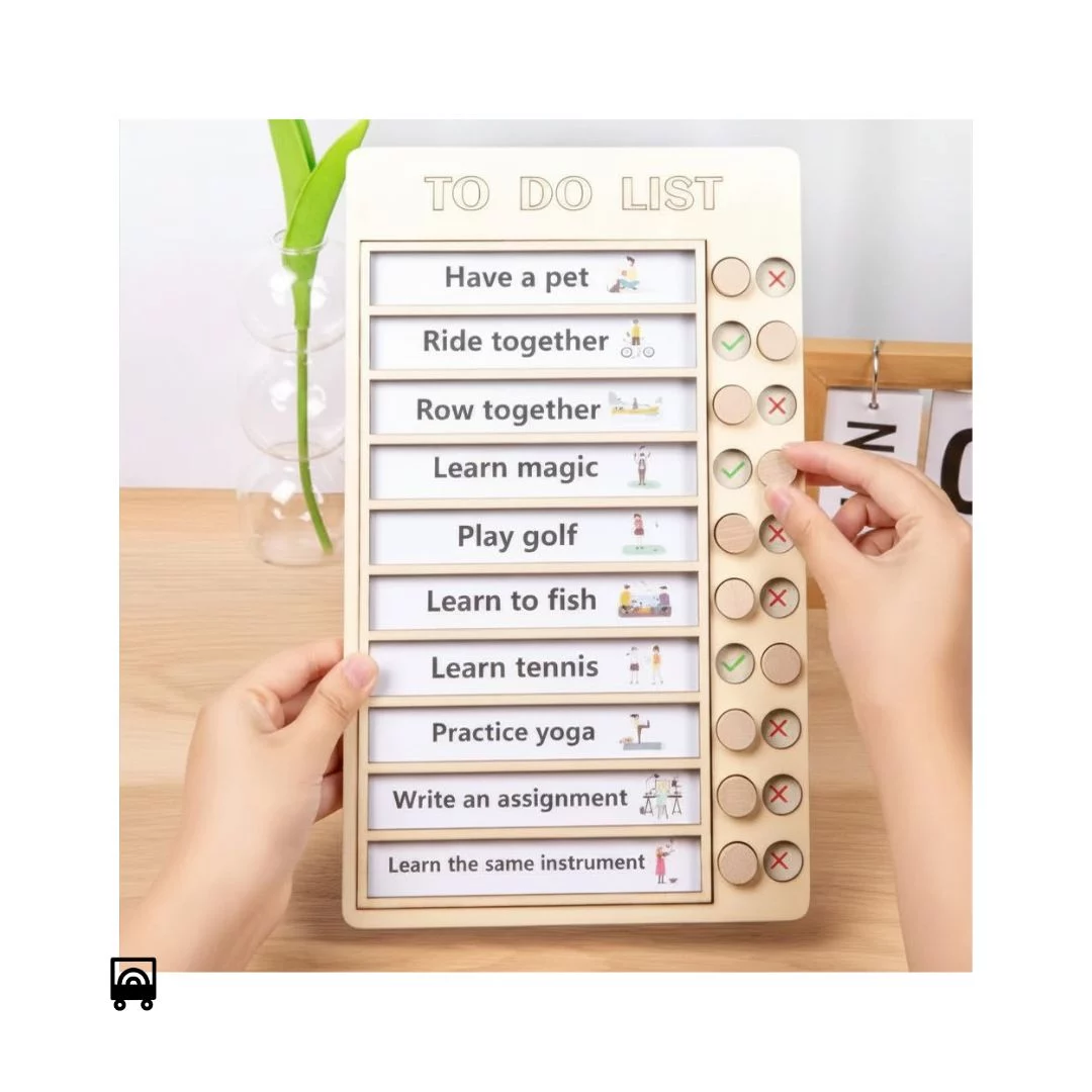 Children’s Wooden Self-Discipline Punch Board – Develop a Good Habit To Do List Board for Kids